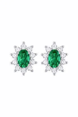 1 Ct Emerald and CZ Stud Earrings