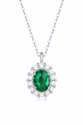 1.5 Ct Emerald 925 Sterling Silver Necklace