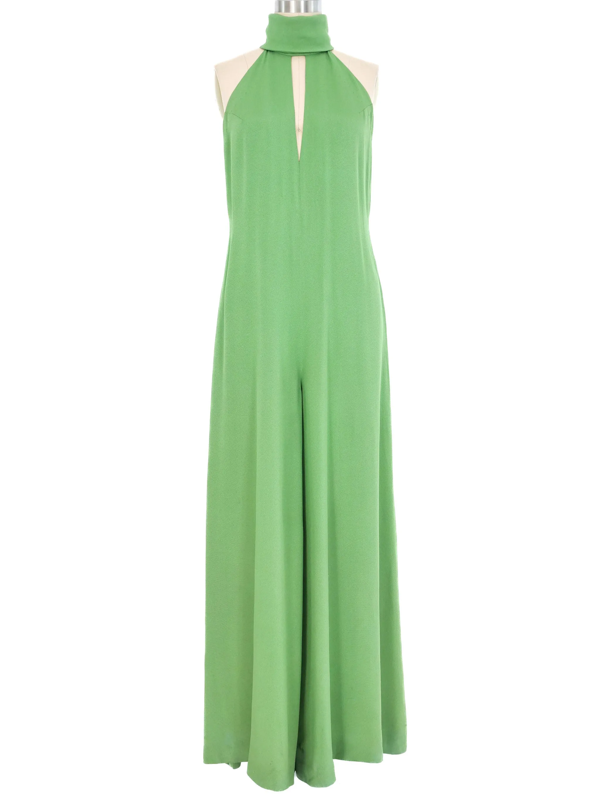 1970s Kelly Green Palazzo Pant Jumpsuit