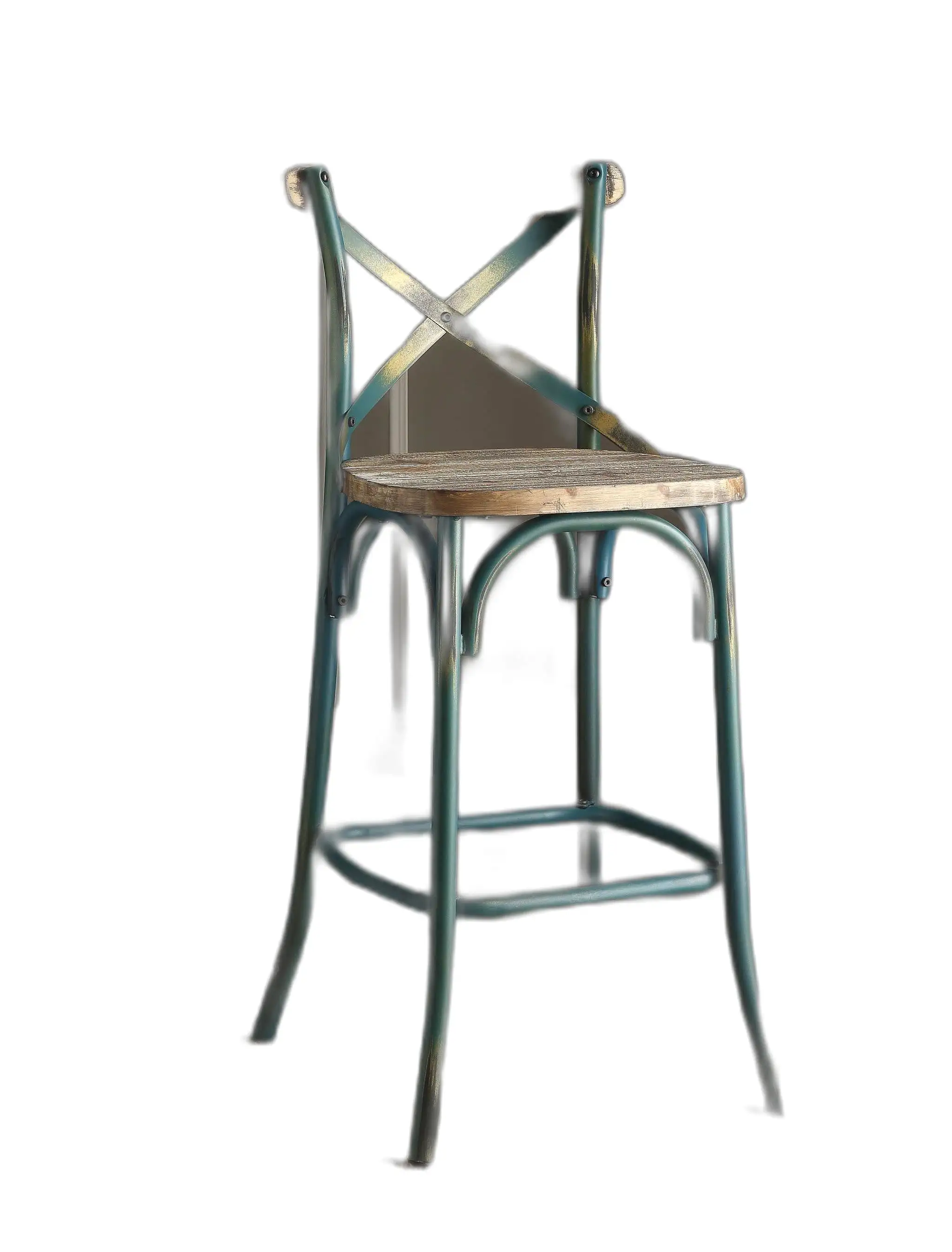 21 Brown And Turquoise Iron Bar Chair