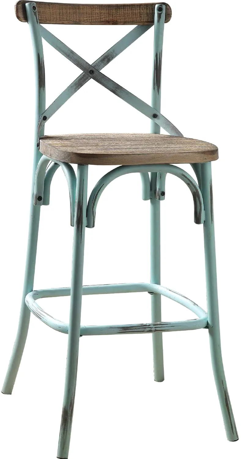 21 Brown And Turquoise Iron Bar Chair