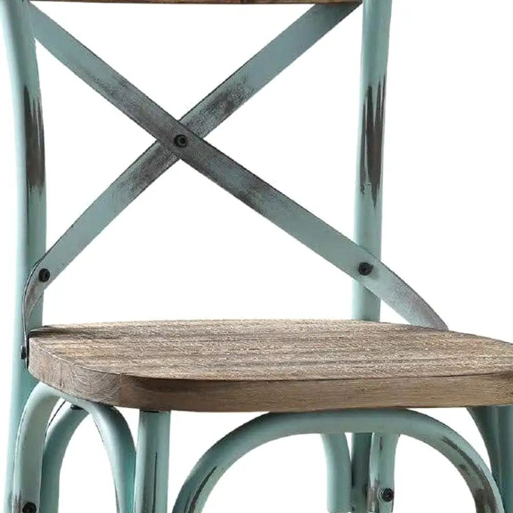 21 Brown And Turquoise Iron Bar Chair