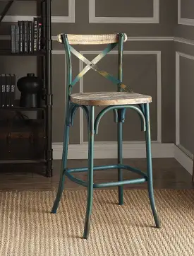 21 Brown And Turquoise Iron Bar Chair