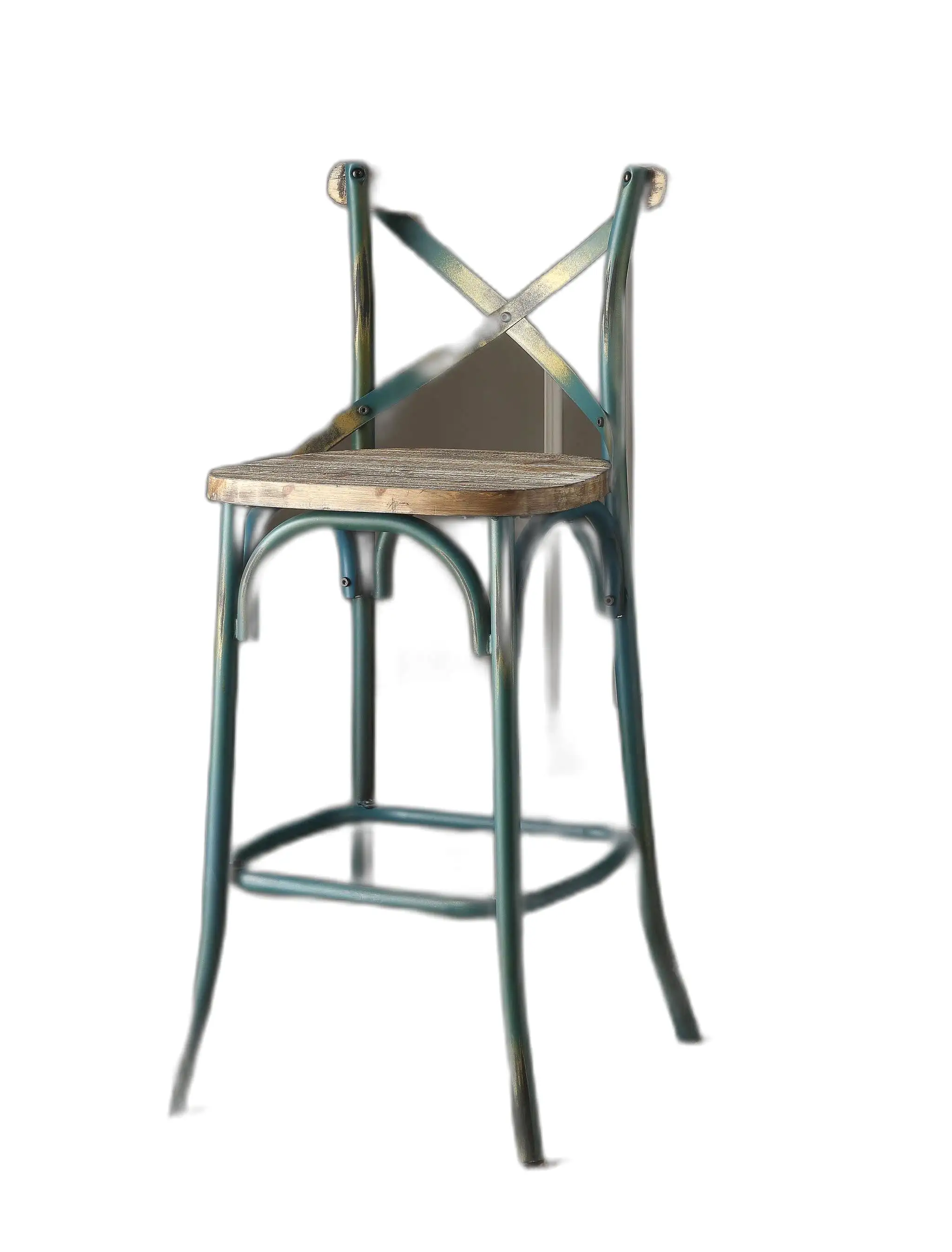 21 Brown And Turquoise Iron Bar Chair