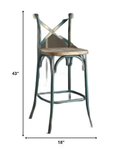 21 Brown And Turquoise Iron Bar Chair