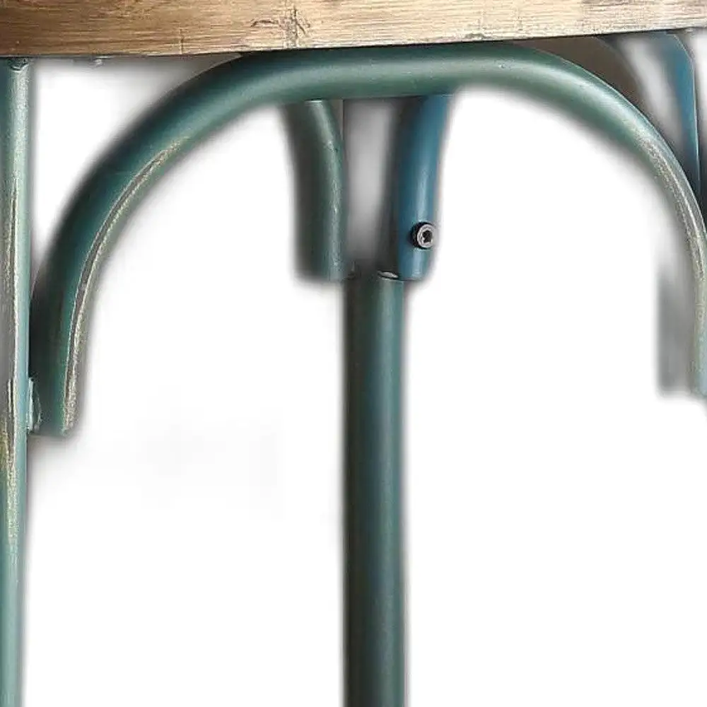 21 Brown And Turquoise Iron Bar Chair