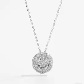 925 Sterling Silver Zircon Smiley Face Necklace