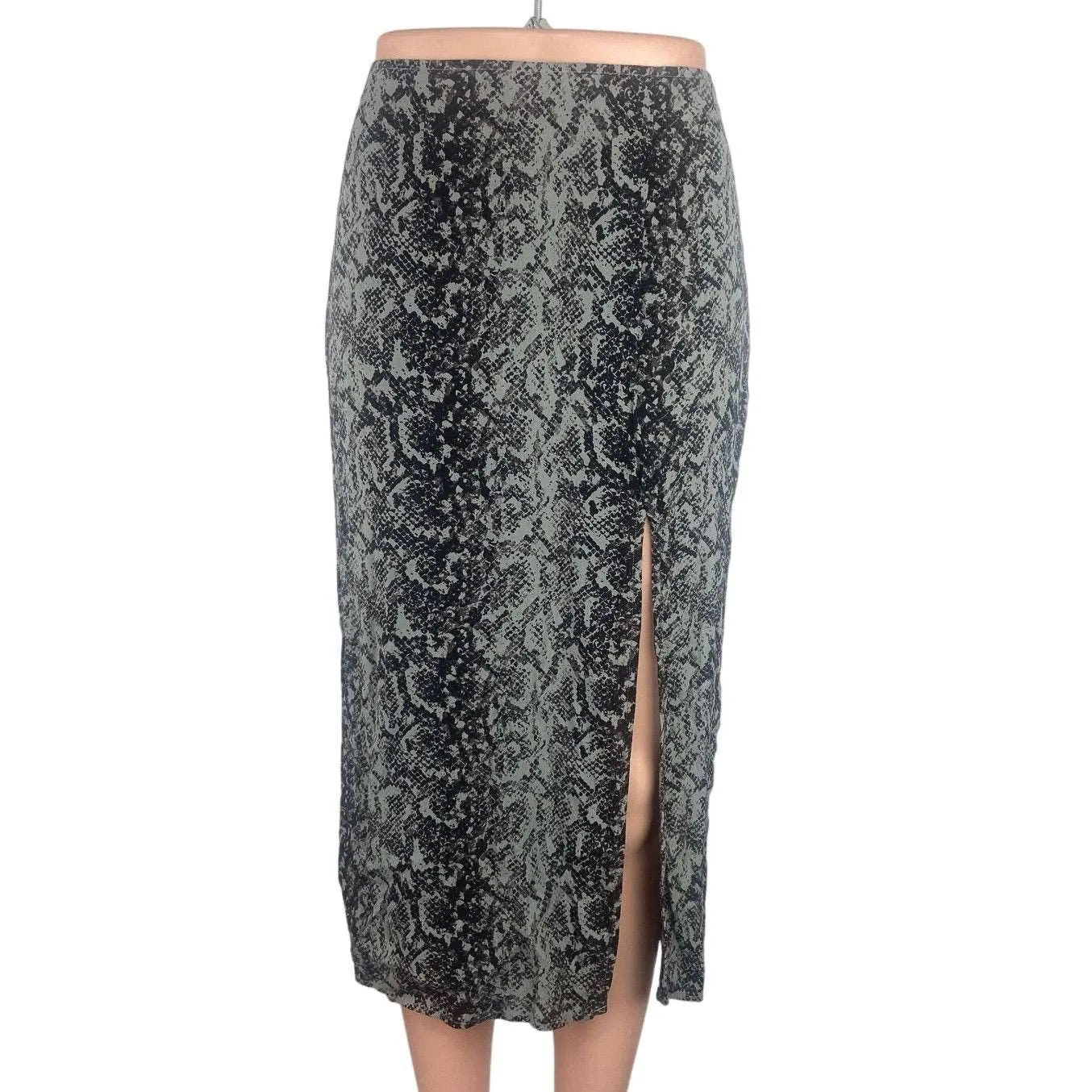 Abercrombie & Fitch Gray Black Snakeskin High Slit Pencil Straight Midi Skirt XS