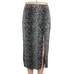 Abercrombie & Fitch Gray Black Snakeskin High Slit Pencil Straight Midi Skirt XS