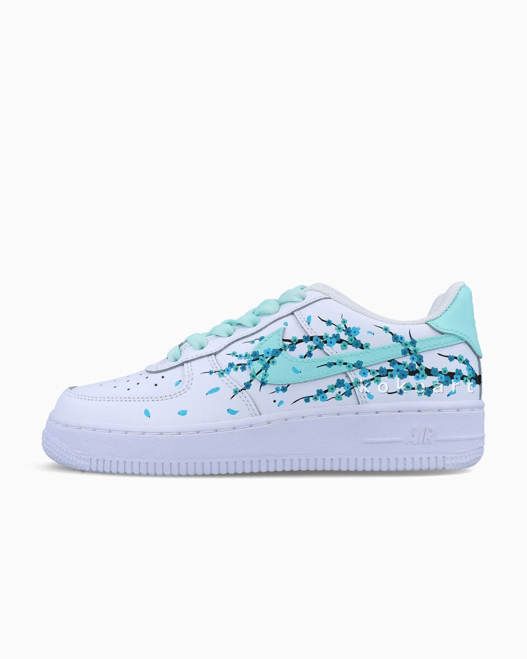 AF1 Pastel Teal Turquoise Cherry Blossom