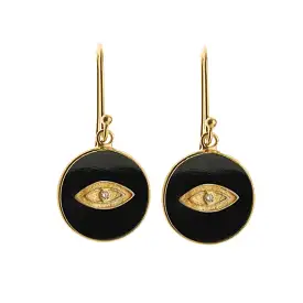 All Seeing Eye Earrings, Black/Gold (pair)