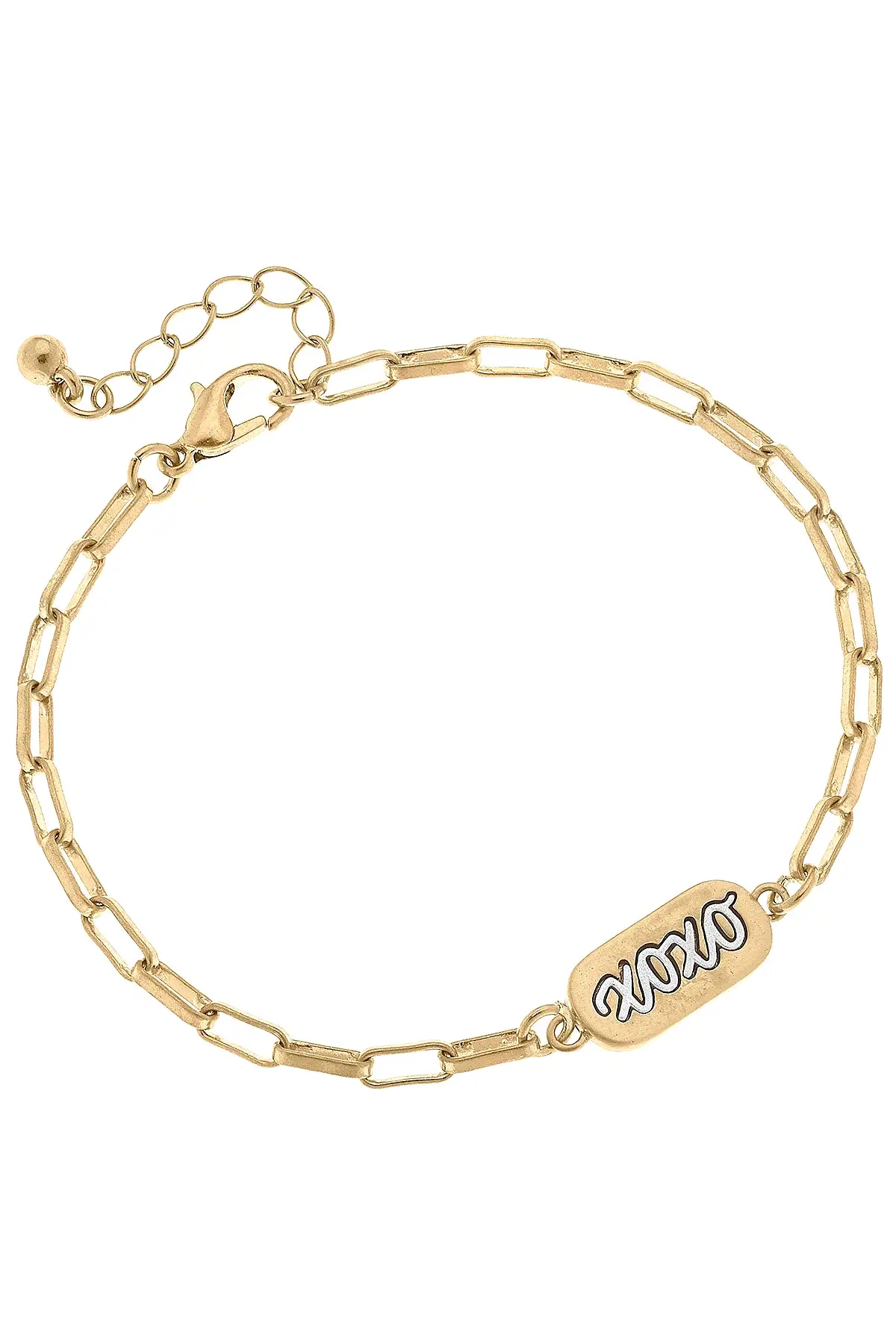 Allison XOXO Chain Bracelet in Worn Gold by CANVAS