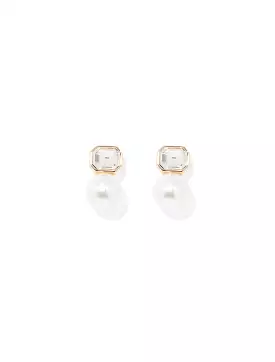 Angela Crystal & Pearl Stud Earrings