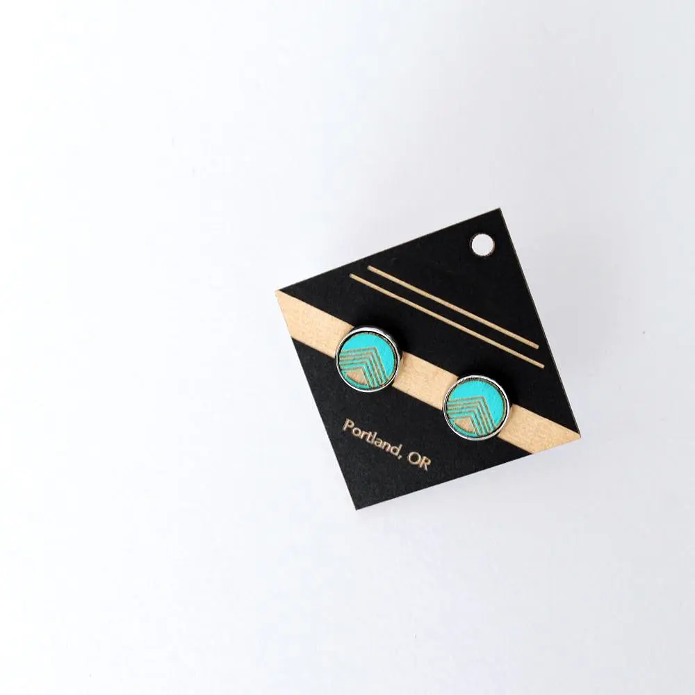 Architectural Laser Cut Birch Stud Earrings: Block