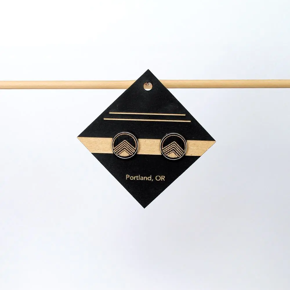 Architectural Laser Cut Birch Stud Earrings: Block