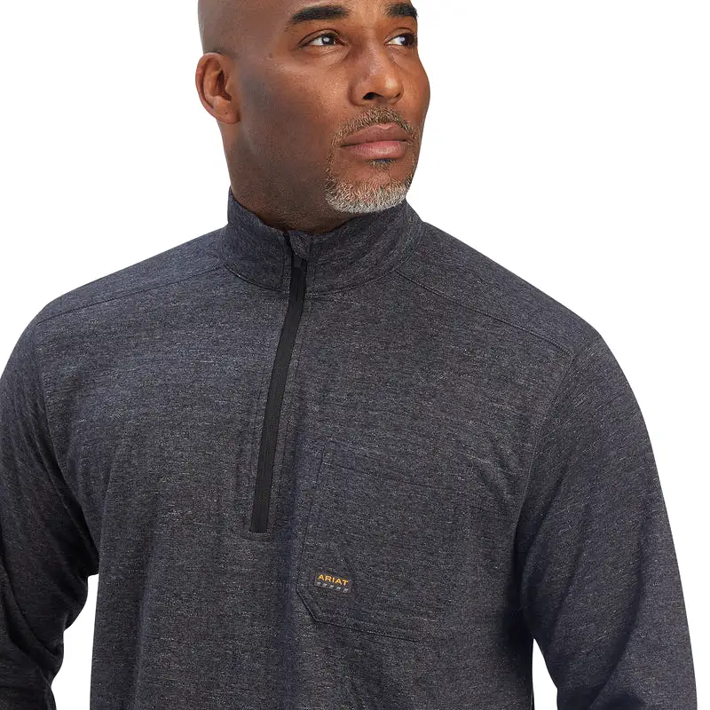 'Ariat' Men's Rebar Foundation 1/4 Zip - Charcoal Heather