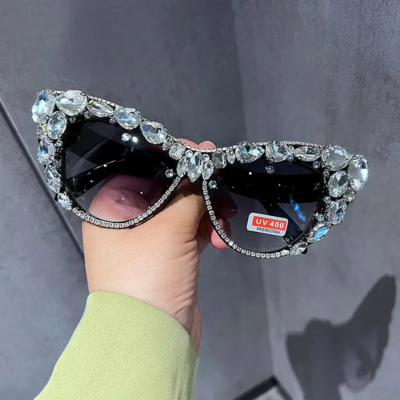 Ashore Shop Cat eys Sunglasses Women Oversized Sun Glasses Luxury Crystal Retro Shades