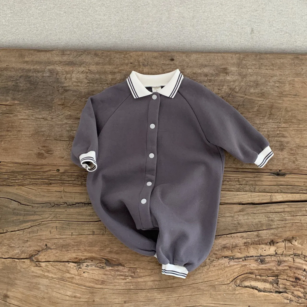 BABY BH COLLAR VARSITY JUMPSUIT (6-18 - 2 COLORS