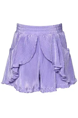 Baby Sara Purple Pleated Tulip Ruffle Shorts