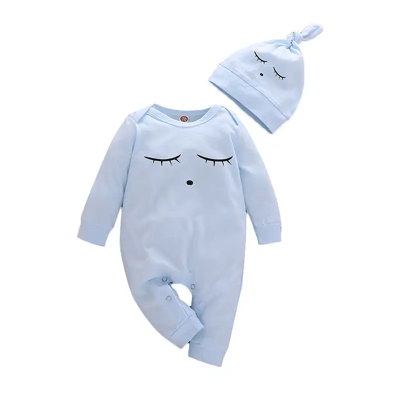 BabyBlue Romper+Hat Cotton Newborn