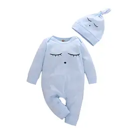 BabyBlue Romper+Hat Cotton Newborn