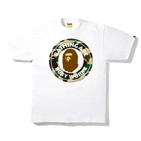 BAPE 1ST CAMO BUSY WORKS TEE WHITE/BEIGE