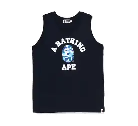 BAPE ABC CAMO COLLEGE TANK TOP BLACK BLUE