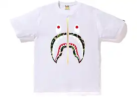 BAPE ABC GOLD ZIP SHARK TEE WHITE/GREEN