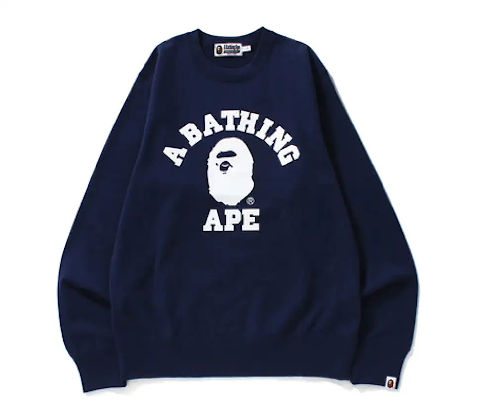 BAPE COLLEGE CREWNECK NAVY