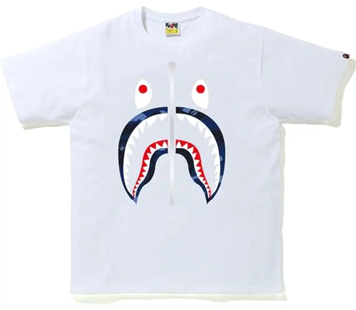 BAPE COLOR CAMO SHARK TEE WHITE/NAVY