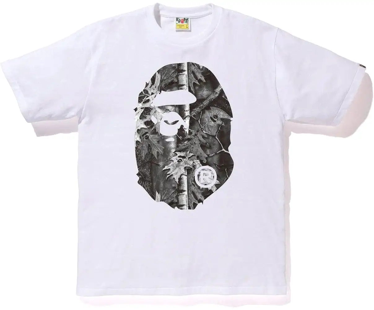 BAPE FOREST CAMO BIG APE HEAD TEE WHITE/BLACK