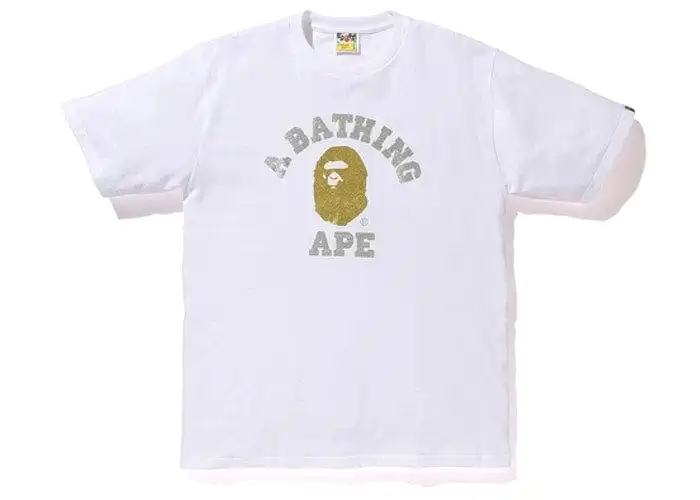 BAPE GLITTER COLLEGE TEE WHITE/GOLD