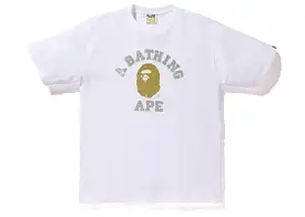 BAPE GLITTER COLLEGE TEE WHITE/GOLD