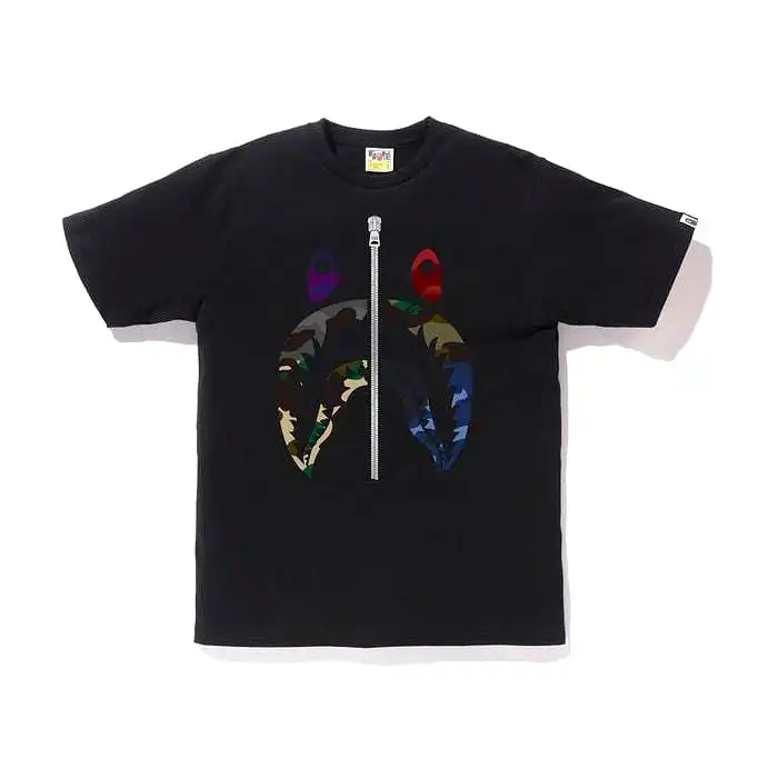 BAPE MIX CAMO SHARK TEE BLACK