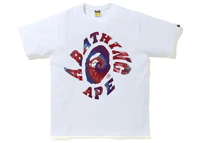 BAPE TIE DYE TWIST COLLEGE TEE WHITE/RED