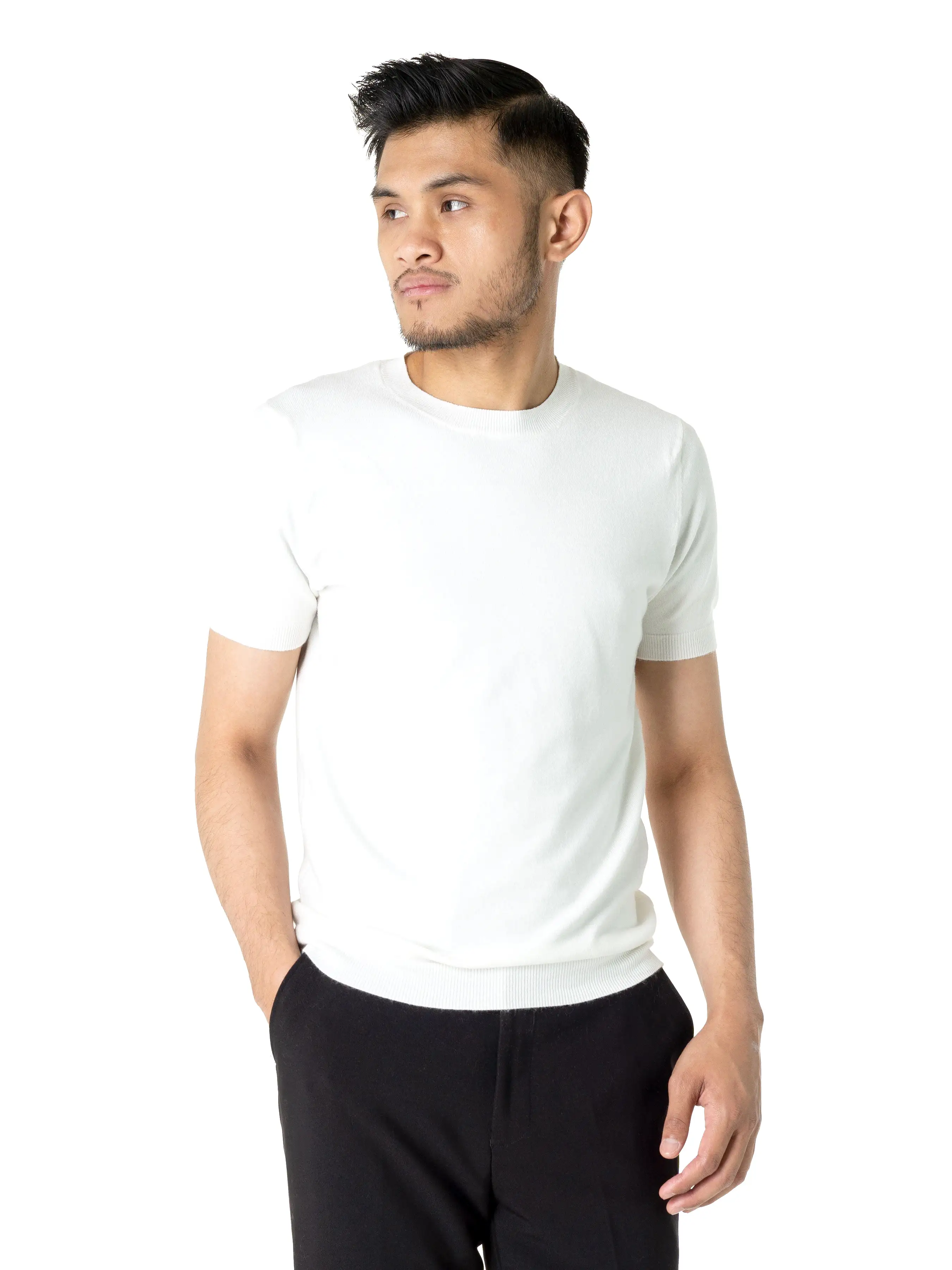 Basic Crew Neck Tee - Sand White