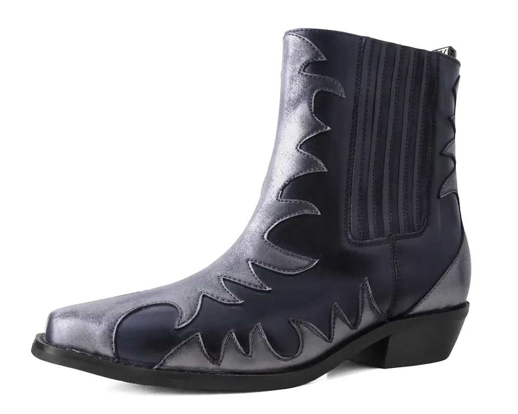 Black & Grey Rub-off Flame Boot