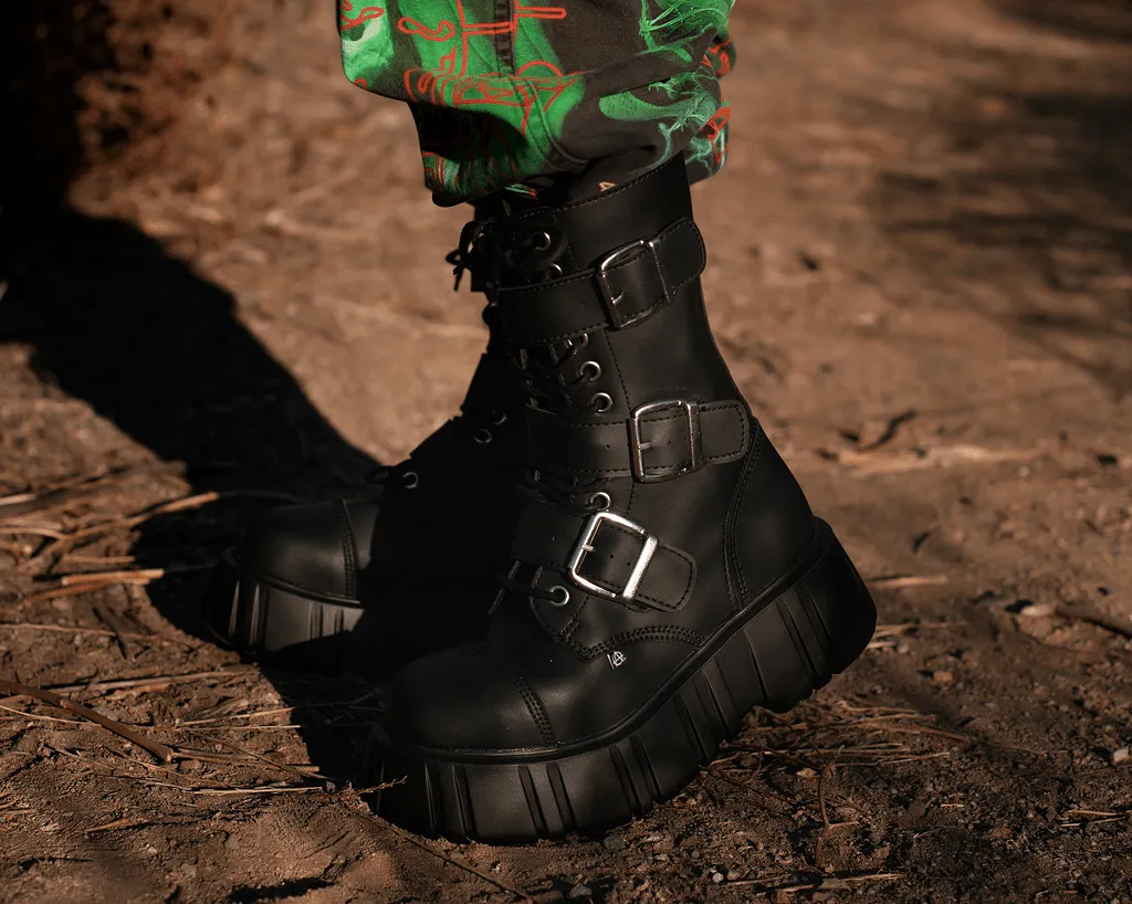 Black TUKskin 3-Buckle Anarchic Airship Boot