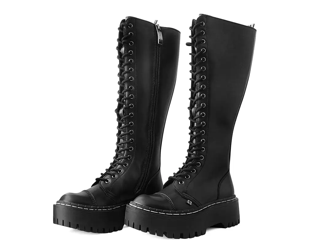 Black TUKskin Knee-high Double Decker Boot