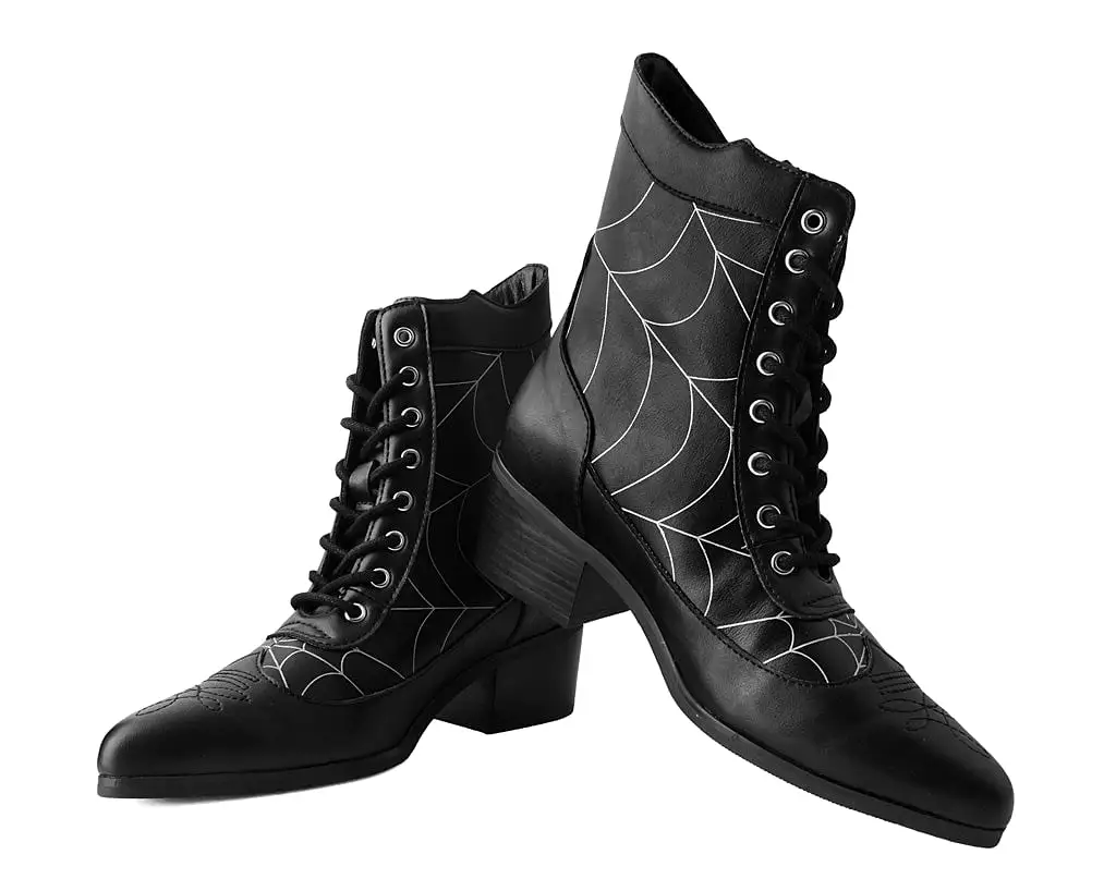 Black Victorian 8-Eye Spiderweb Pointed Anarchic Heel