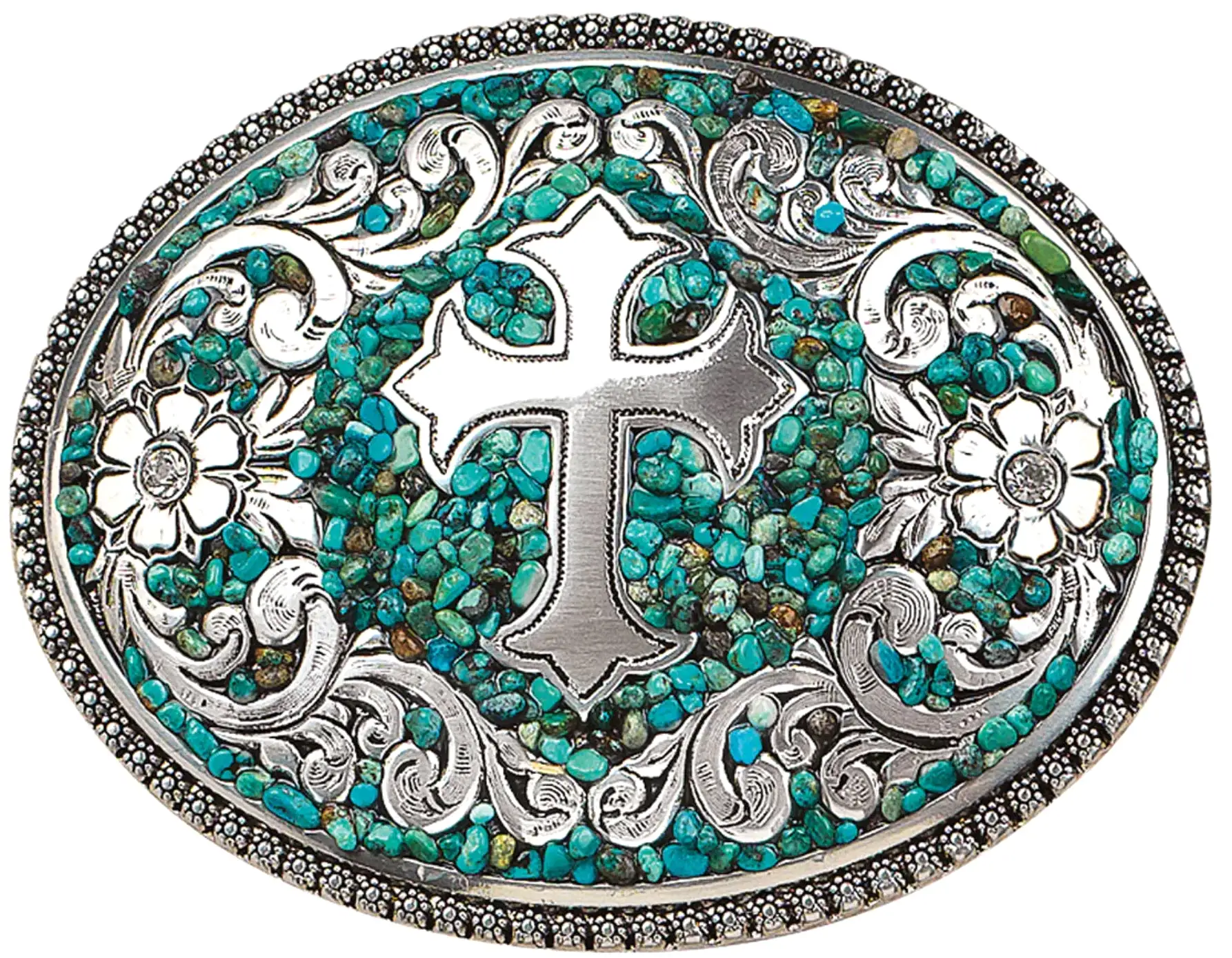 BLAZIN ROXX TURQUOISE STONE CROSS BUCKLE