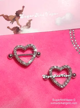 Bling Cute Heart Nipple Rings Set