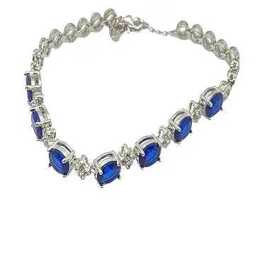 Blue Sapphire Sterling Silver Bracelet