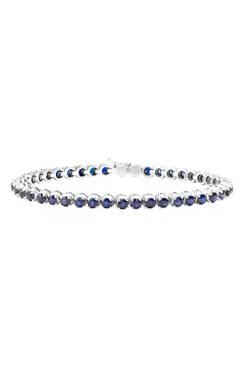 Blue Sapphire Tennis Bracelet in 18k White Gold