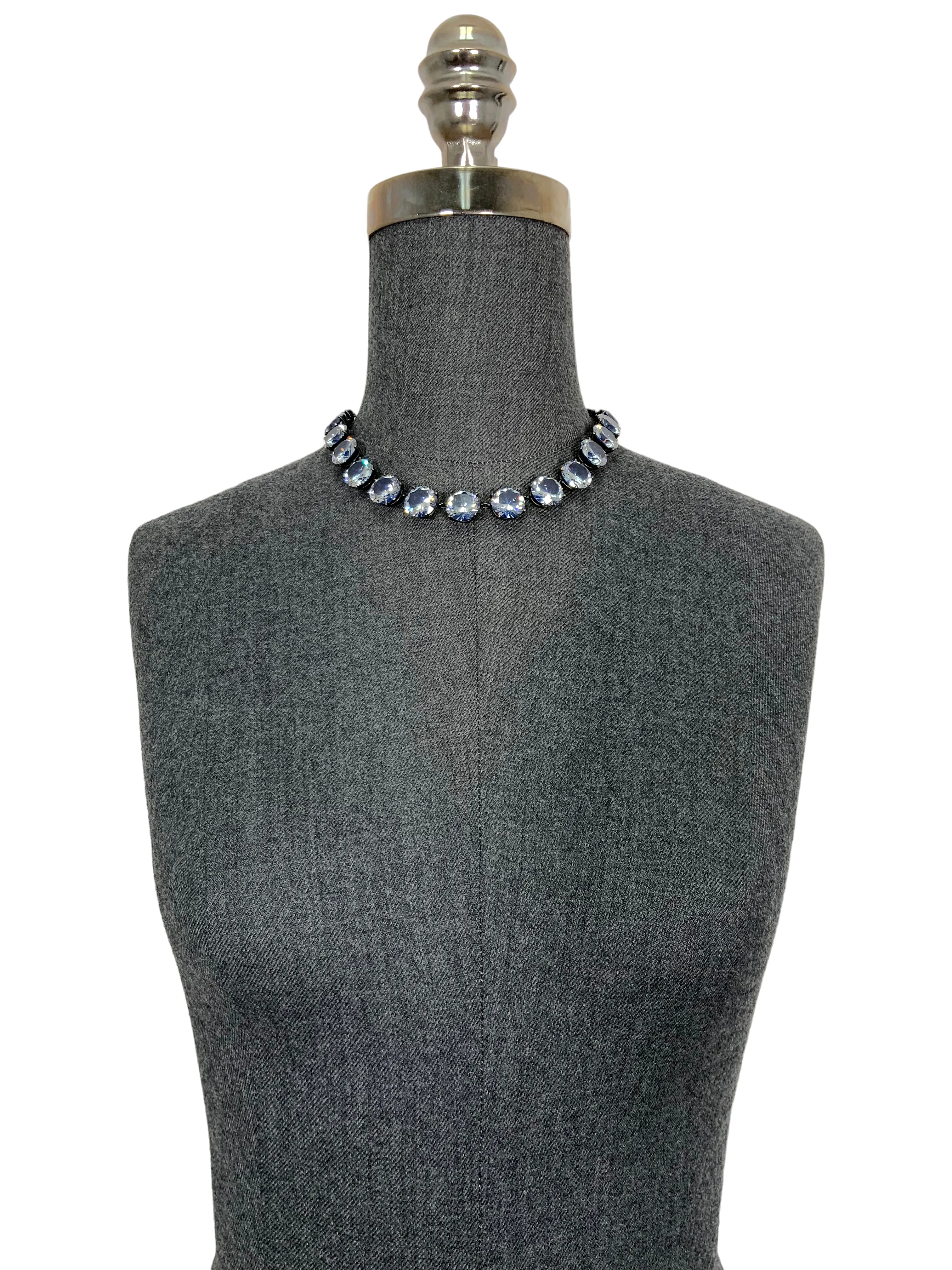 Bottega Veneta Oxidized Sterling Silver Cubic Zirconia Necklace