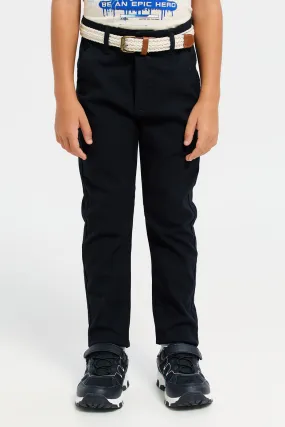 Boys Black Belted Trousers