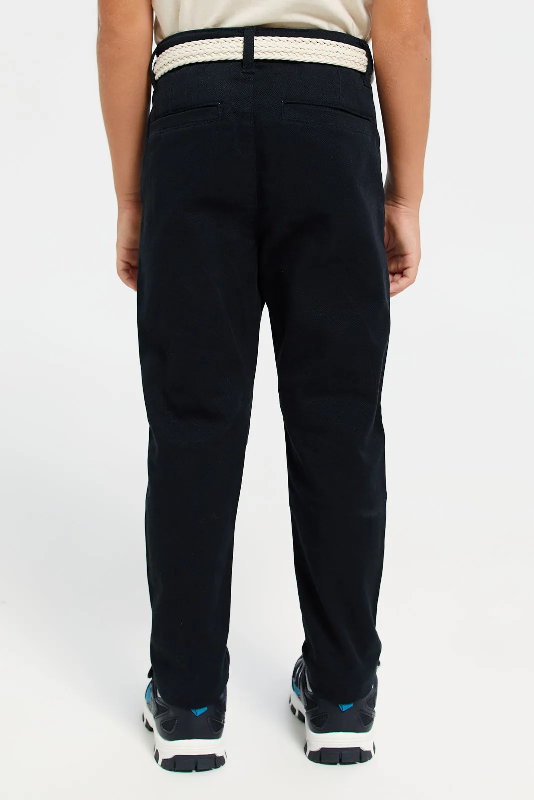 Boys Black Belted Trousers