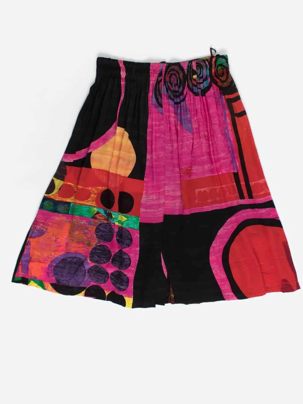 Bright vintage skirt by Monari with bold geometric design – Medium / Large