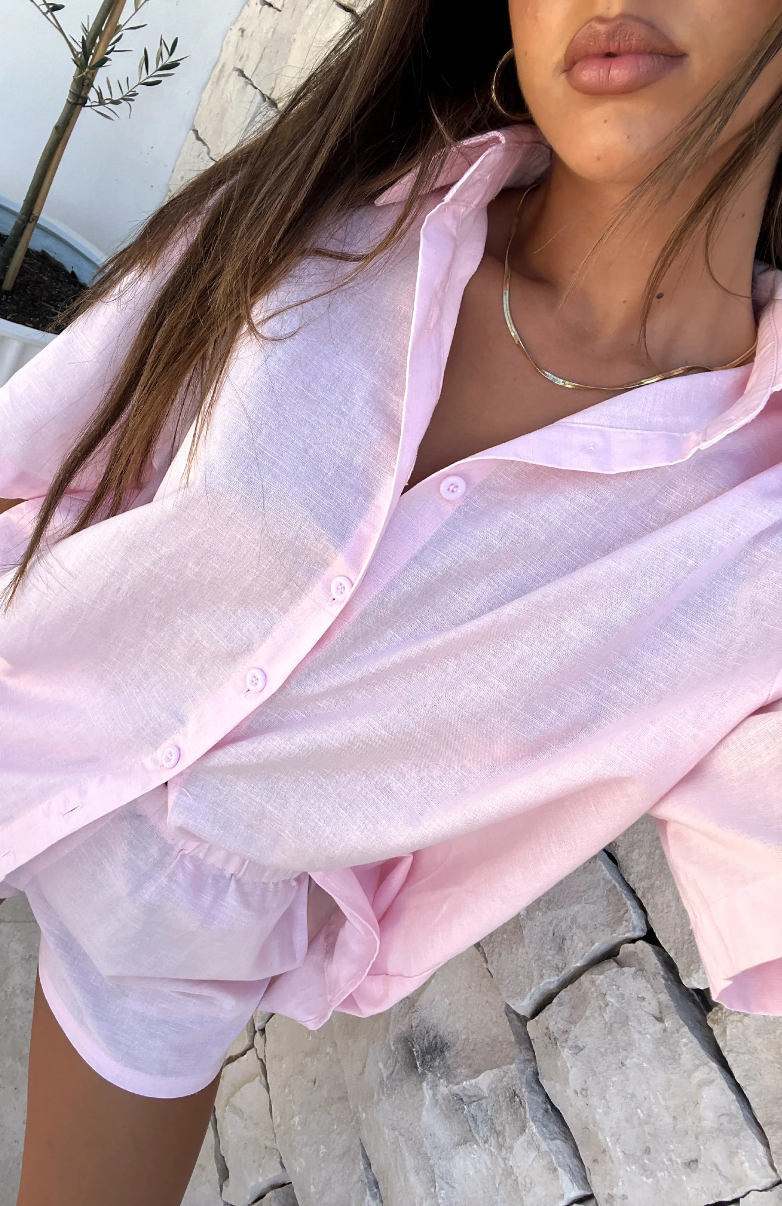 Bring You Out Button Up Shirt Pink