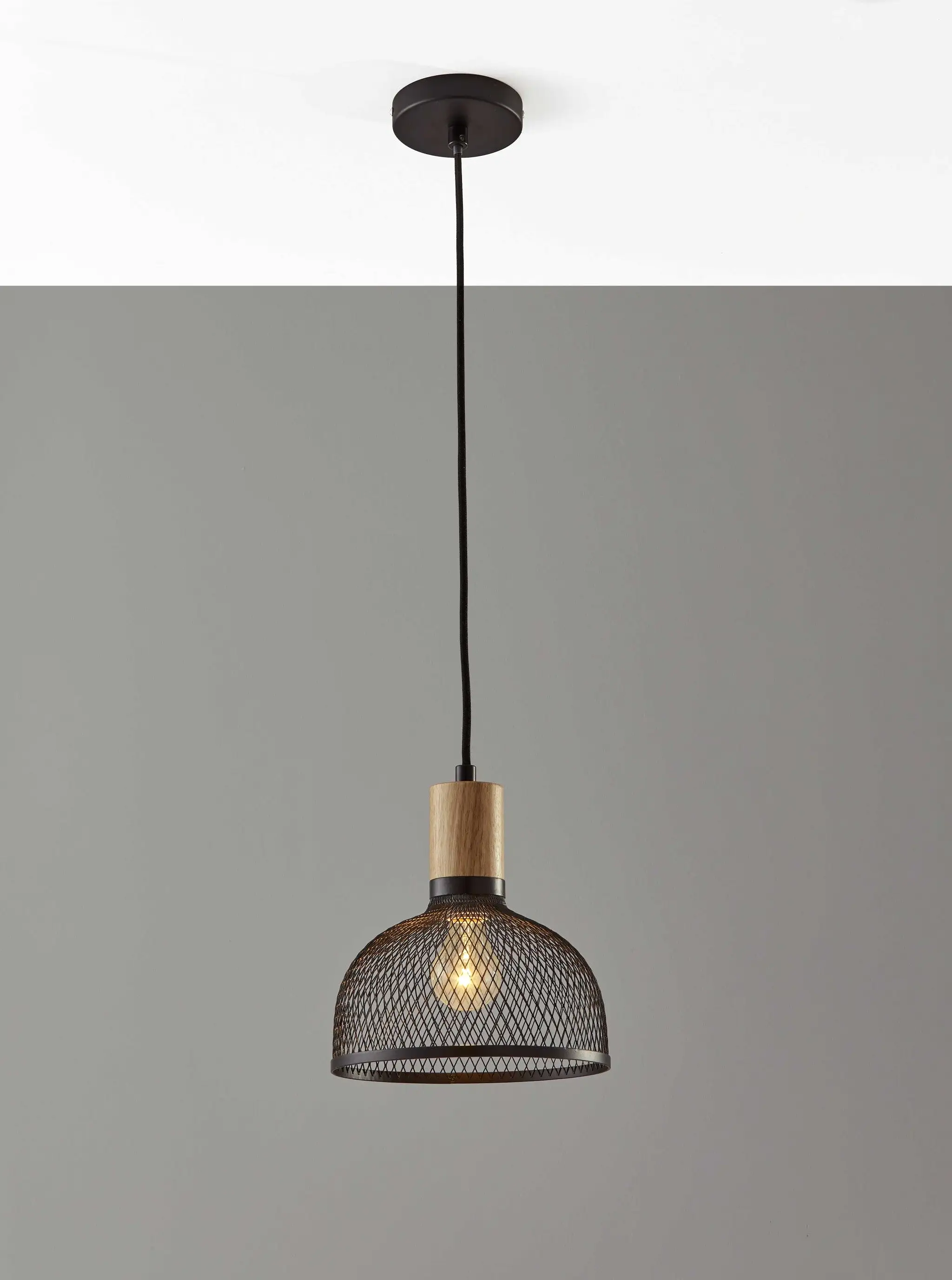 Caged Black Metal Small Ceiling Pendant